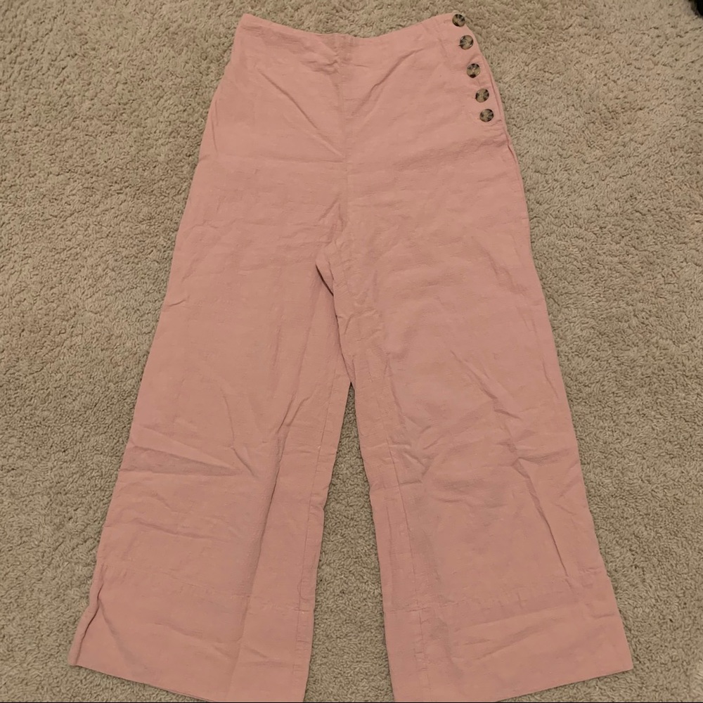 Pink Wide Legged Cropped Pants